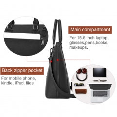 BOSTANTEN Briefcase for Women Leather 15.6 inch Laptop Shoulder Bags Office Work Crossbody Handbag Beige