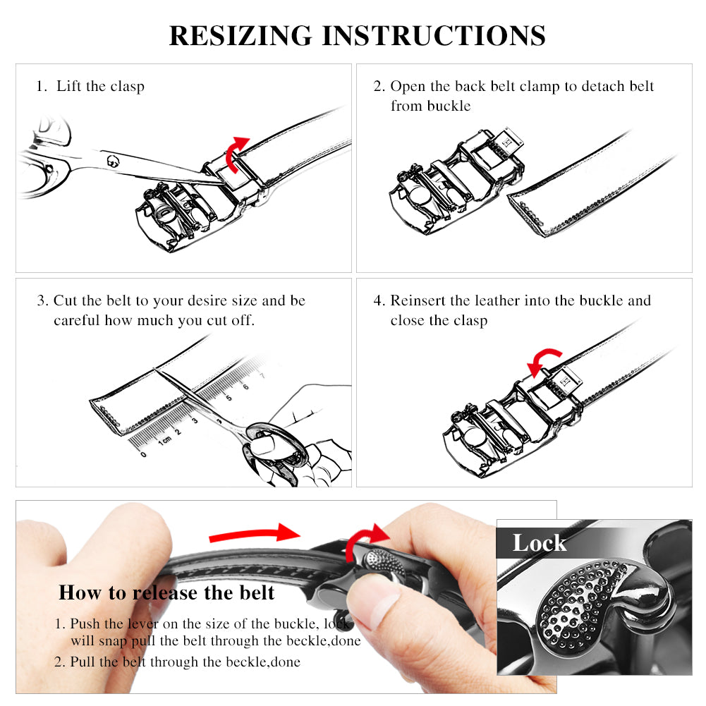 Big Sale New BOSTANTEN Men's Leather Ratchet Dress Belt with Automatic Sliding Buckle