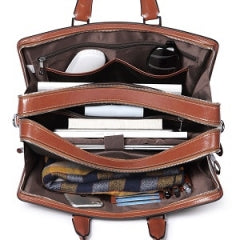 BOSTANTEN Women Genuine Leather Briefcase Tote Business Vintage Handbag 15.6" Laptop Shoulder Bag Black