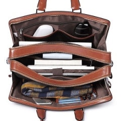 BOSTANTEN Women Genuine Leather Briefcase Tote Business Vintage Handbag 15.6&quot; Laptop Shoulder Bag Black