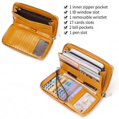 BOSTANTEN Leather Wallets for Women RFID Blocking Zip Around Credit Card Holder Phone Clutch