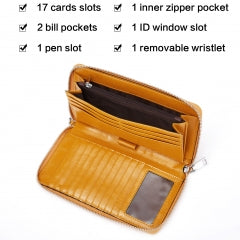 BOSTANTEN Leather Wallets for Women RFID Blocking Zip Around Credit Card Holder Phone Clutch