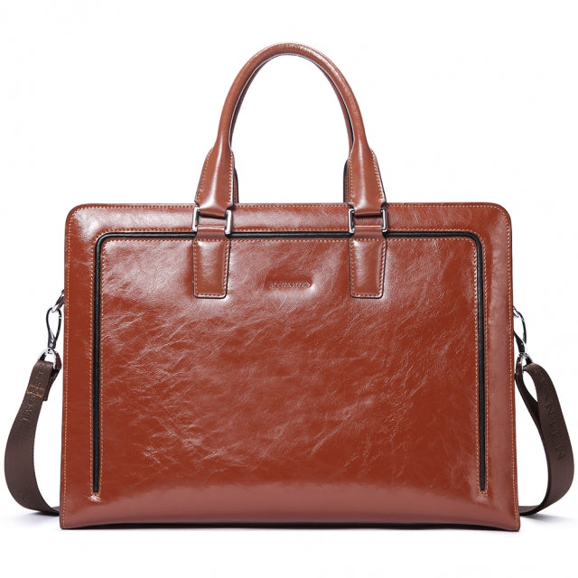 BOSTANTEN Women Genuine Leather Briefcase Tote Business Vintage Handbag 15.6" Laptop Shoulder Bag Black