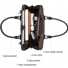 BOSTANTEN Briefcase for Women Leather 15.6 inch Laptop Shoulder Bags Office Work Crossbody Handbag Beige