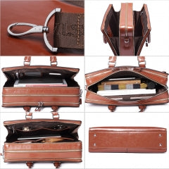 BOSTANTEN Women Genuine Leather Briefcase Tote Business Vintage Handbag 15.6" Laptop Shoulder Bag Black
