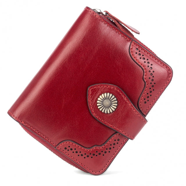 BOSTANTEN Leather Wallets for Women RFID Blocking Zipper Pocket Small Bifold Wallet Card Case