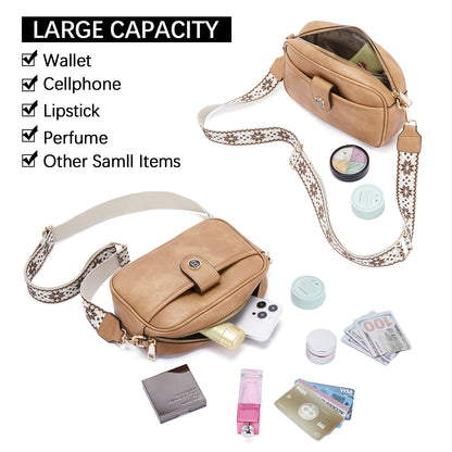 BOSTANTEN Small Crossbody Bags for Women Zipper Small Purses Shoulder Handbags with Wide Strap