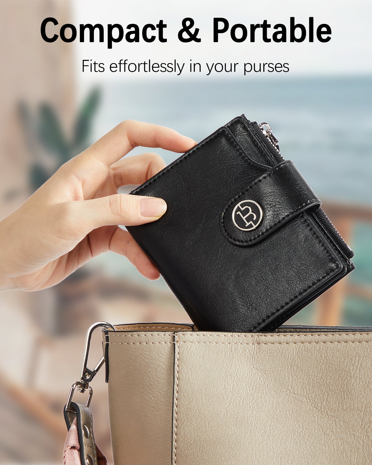 BOSTANTEN Women Leather Wallet Small RFID Blocking Bifold Zipper Pocket Wallet Card Case with ID Window