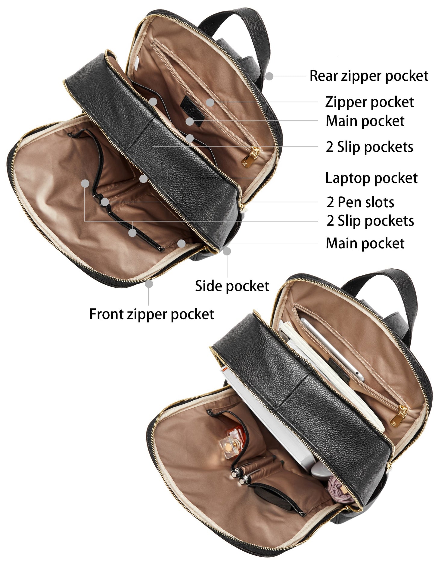 Laptop Backpack for Women - Premium Leather