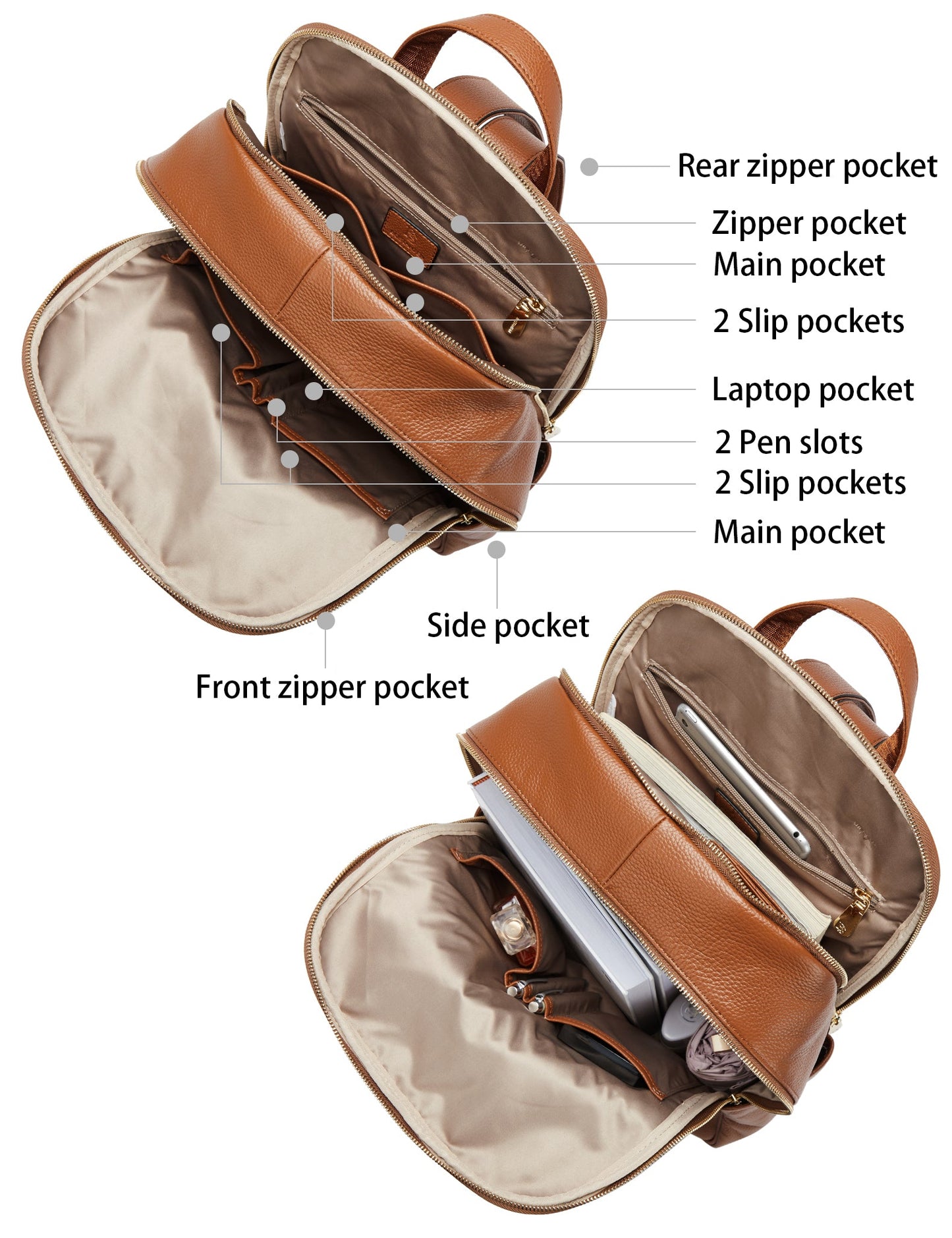 Laptop Backpack for Women - Premium Leather