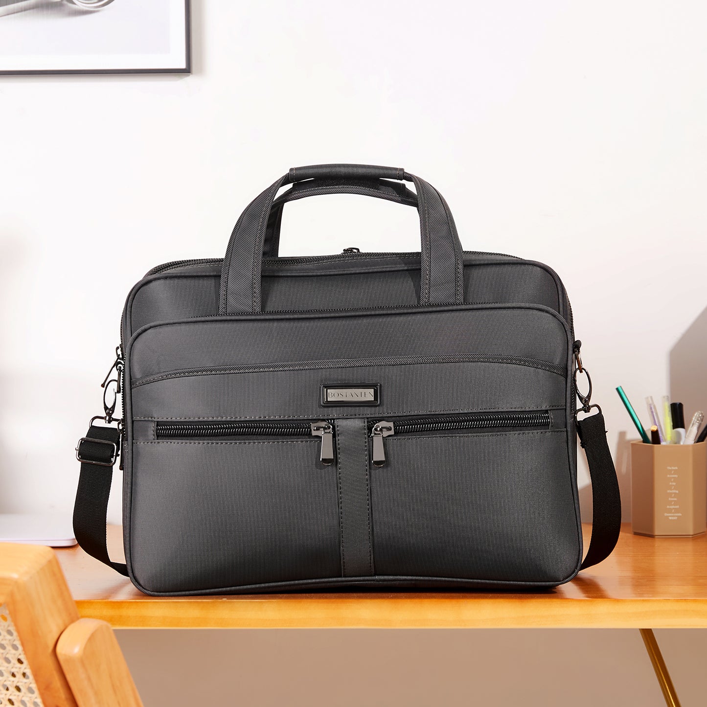 BOSTANTEN Briefcases for Men 17 inch Laptop Bag for Men Messenger Bag Computer Bags Expandable Business Office Work Bag