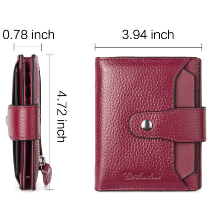 BOSTANTEN Women Leather Wallet RFID Blocking Small Bifold Zipper Pocket Wallet Card Case Purse with ID Window
