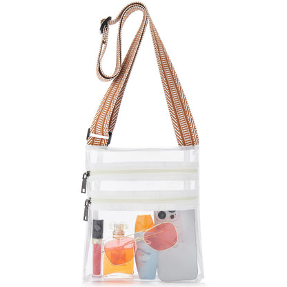 BOSTANTEN Clear Crossbody Bags Purses for Women Trendy Shoulder Handbags with Adjustable Strap Zipper Pocket Medium