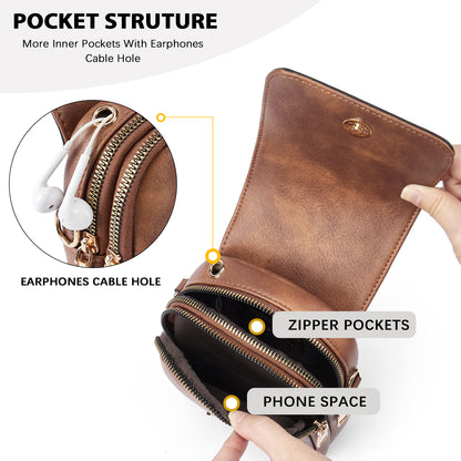 BOSTANTEN Small Crossbody Phone Bags for Women Trendy Shoulder Wallet Purses with Earphone Hole