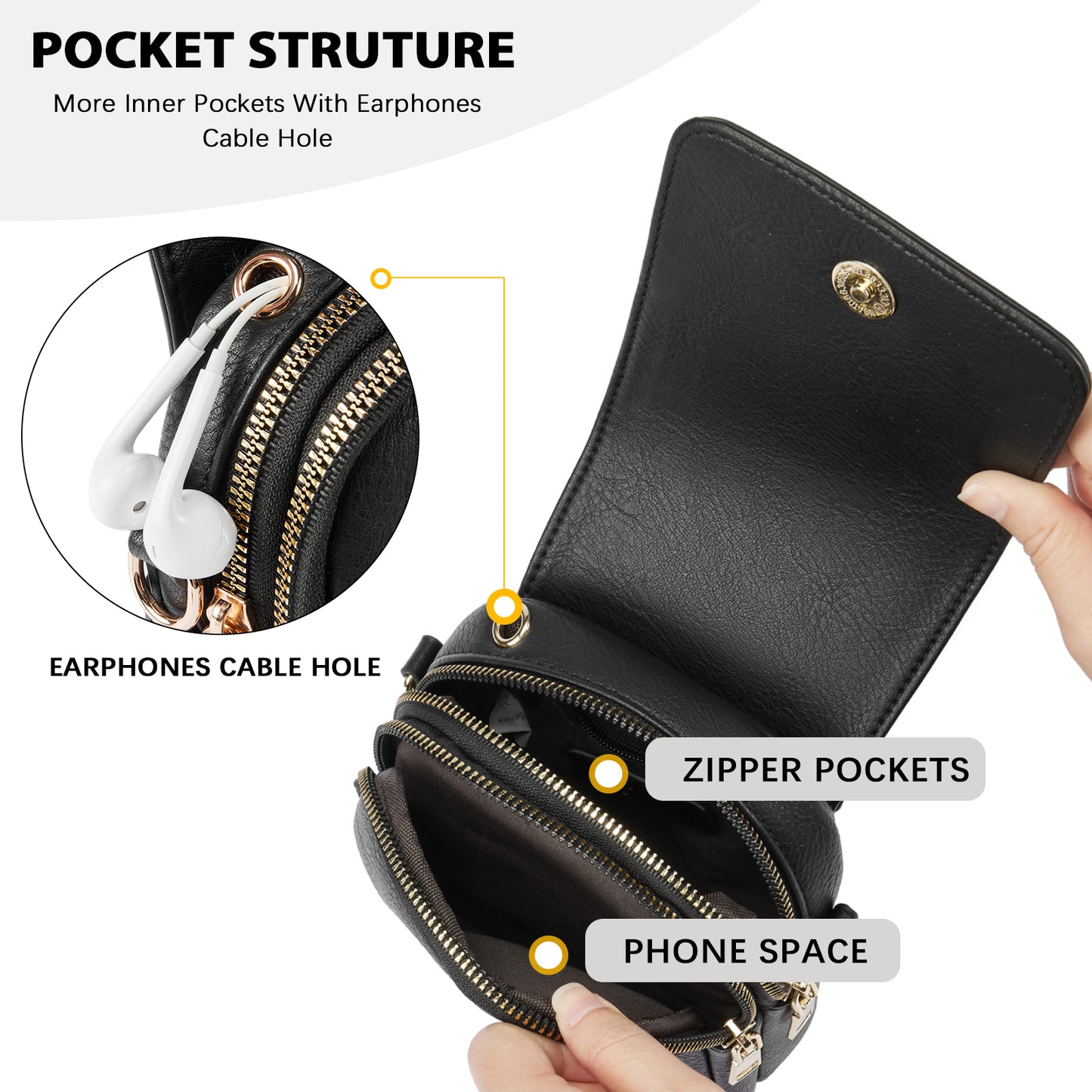 BOSTANTEN Small Crossbody Phone Bags for Women Trendy Shoulder Wallet Purses with Earphone Hole