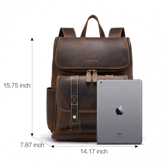 BOSTANTEN Leather Backpack 15.6 inch Laptop Backpack Vintage Travel Office Bag Large Capacity School Shoulder Bag