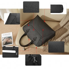BOSTANTEN Briefcase for Women Leather 15.6 inch Laptop Shoulder Bags Office Work Crossbody Handbag Beige