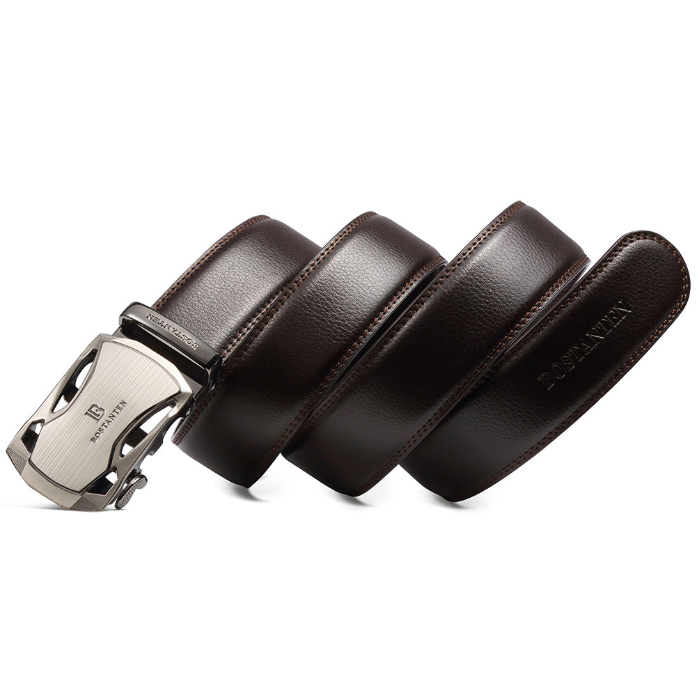 Men Leather Belt Sliding Automatic Buckle Locking Waistband