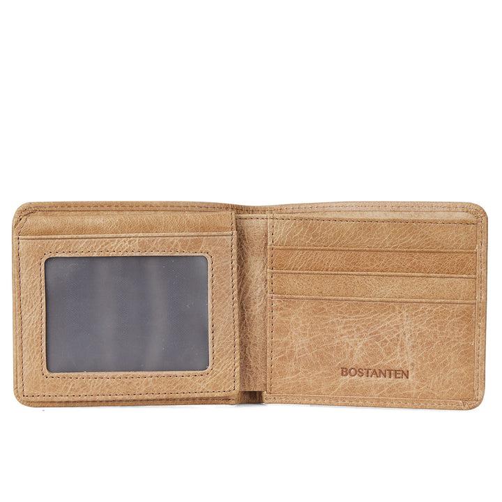 BOSTANTEN Genuine Leather Wallets for Men Slim Front Pocket Bifold RFID Blocking Wallet with ID Window