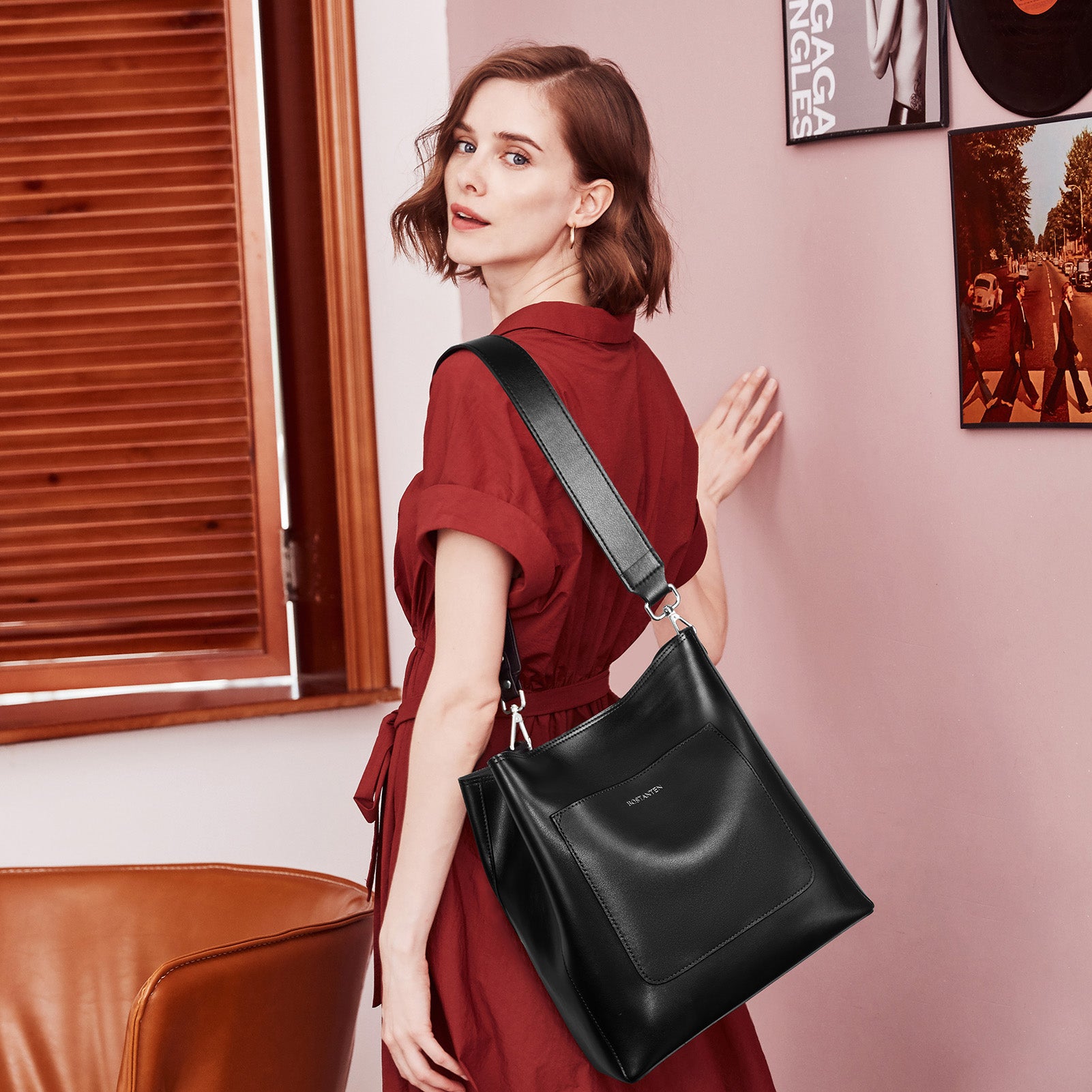 BOSTANTEN Women's Leather Handbags Ladies Large Designer Hobo Bag Vintage Shoulder Bags