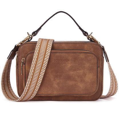 BOSTANTEN Crossbody Bags for Women Trendy Vegan Leather Purses Top Handle Shoulder Handbags with Wide Strap