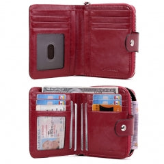 BOSTANTEN Leather Wallets for Women RFID Blocking Zipper Pocket Small Bifold Wallet Card Case