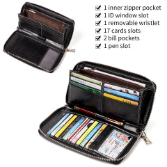 BOSTANTEN Leather Wallets for Women RFID Blocking Zip Around Credit Card Holder Phone Clutch Wristlet