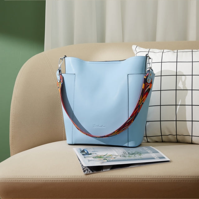 BOSTANTEN Genuine Leather Handbag Designer Hobo Shoulder Bucket Bags Tote Purses and Handbags Set with Clutch Purses