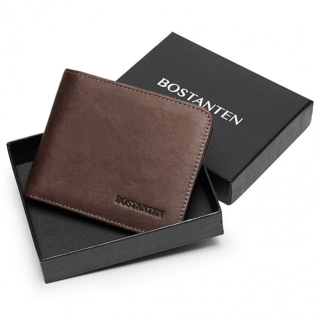 BOSTANTEN Genuine Leather Wallets for Men Bifold RFID Blocking Wallet with 2 ID Window