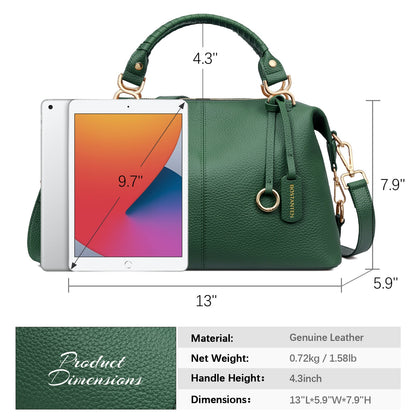Nevin Genuine Leather Boston Handbag