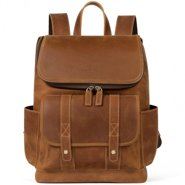 BOSTANTEN Leather Backpack 15.6 inch Laptop Backpack Vintage Travel Of ...