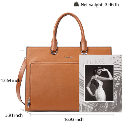 BOSTANTEN Briefcase for Women Leather Business Handbag Large Capacity Ladies Shoulder Bags fits for 15.6 inch Laptop