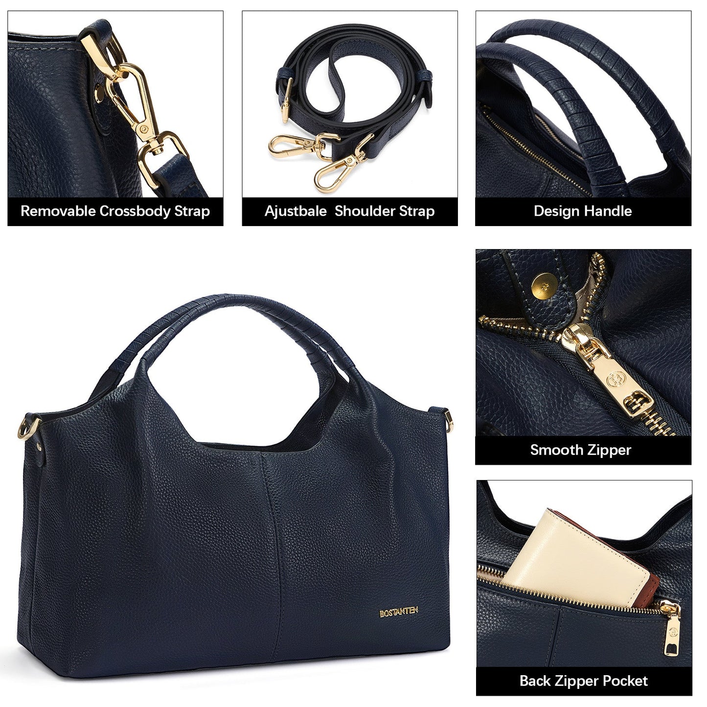 Nevin Genuine Leather Satchel Hobo Top Handle Tote Handbags