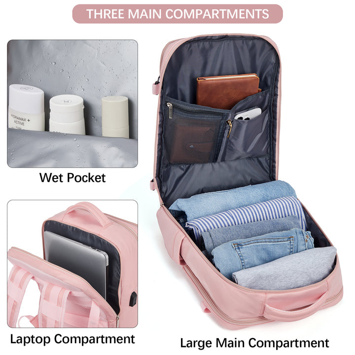 BOSTANTEN Travel Backpack for Women- Flight Approved Carry On Backpack, 15.6" Laptop Backpack Large Lightweight Weekender Bag