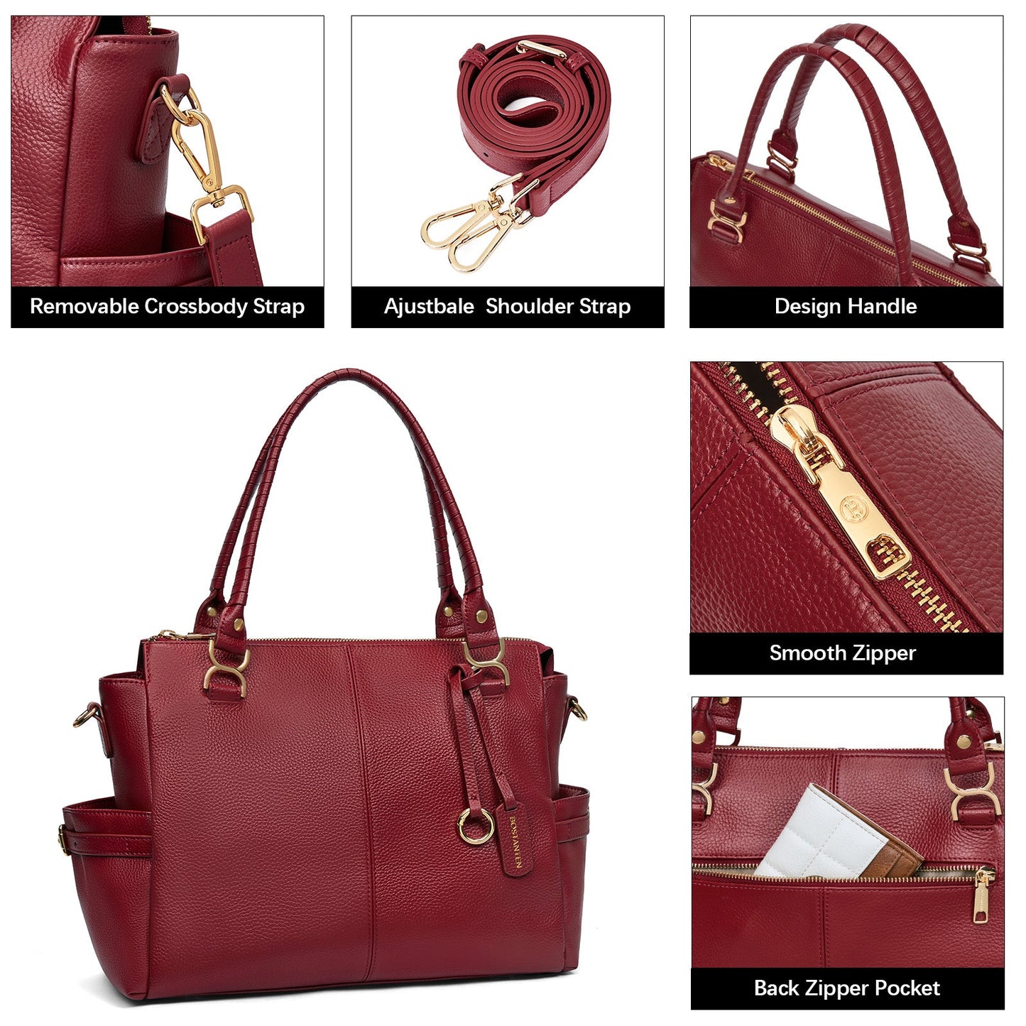 Nevin Genuine Pebbled Leather Everyday Carryall Tote
