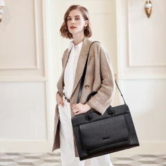 BOSTANTEN Laptop Bag for Women 15.6 inch Leather Briefcase Slim Messenger Bag Shoulder Tote Handbags