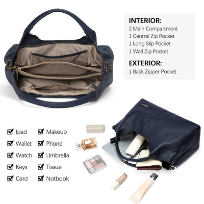 Nevin Genuine Leather Satchel Hobo Top Handle Tote Handbags