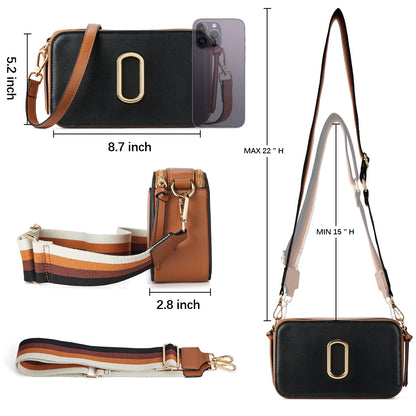 BOSTANTEN Crossbody Bags for Women Leather Snapshot Purses Shoulder Handbags with 2 Adjustable Wide Strap