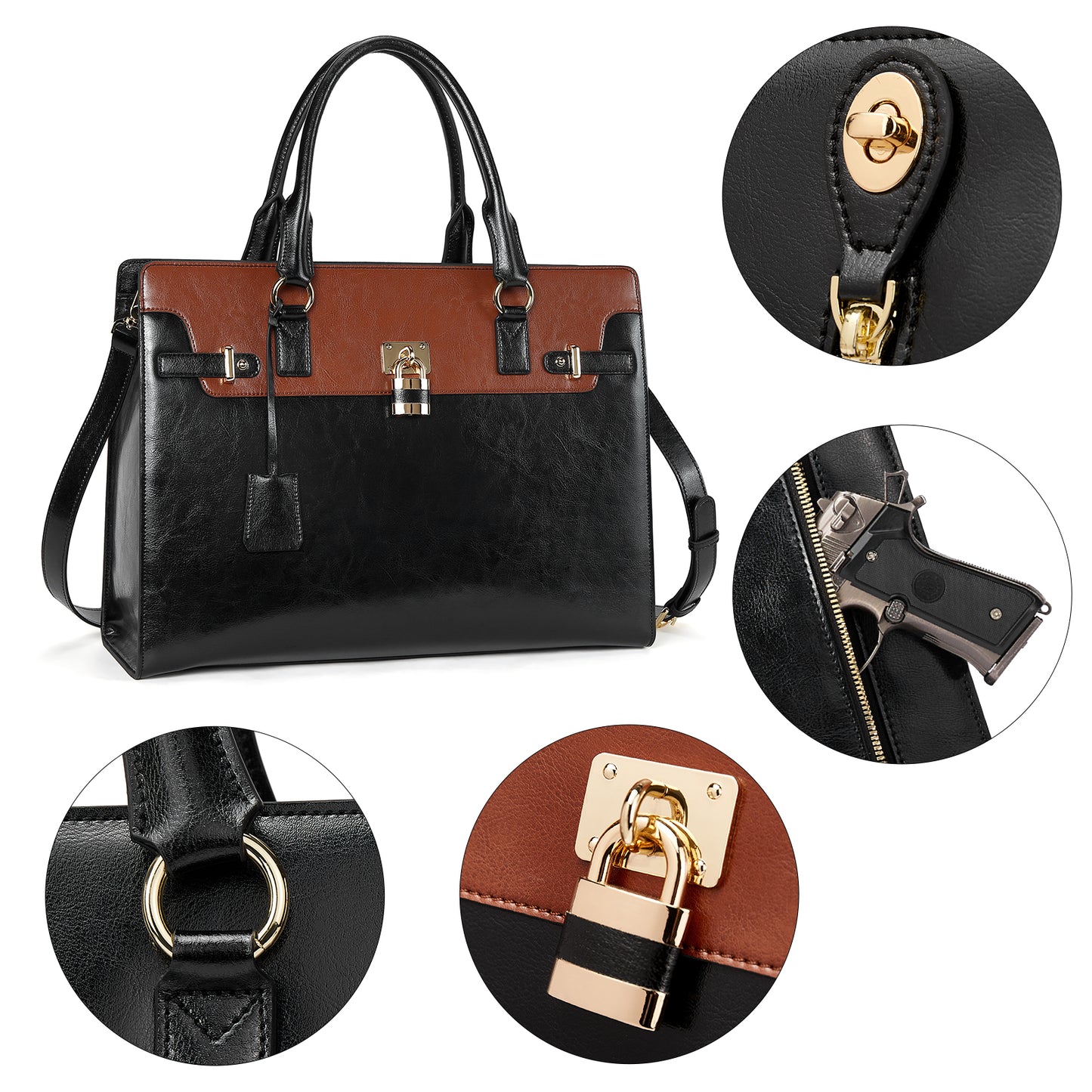 BOSTANTEN Briefcase for Women 15.6 inch Leather Laptop Bag Vintage Slim Lawyer Business Bag Stylish Work Purse