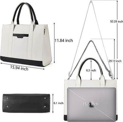 BOSTANTEN Laptop Tote Bag for Women Work Bag 15.6 inch Computer Briefcase Large Canvas Handbag Office Shoulder Bag