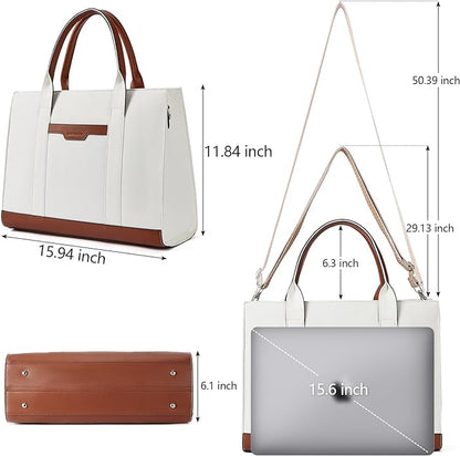 BOSTANTEN Laptop Tote Bag for Women Work Bag 15.6 inch Computer Briefcase Large Canvas Handbag Office Shoulder Bag