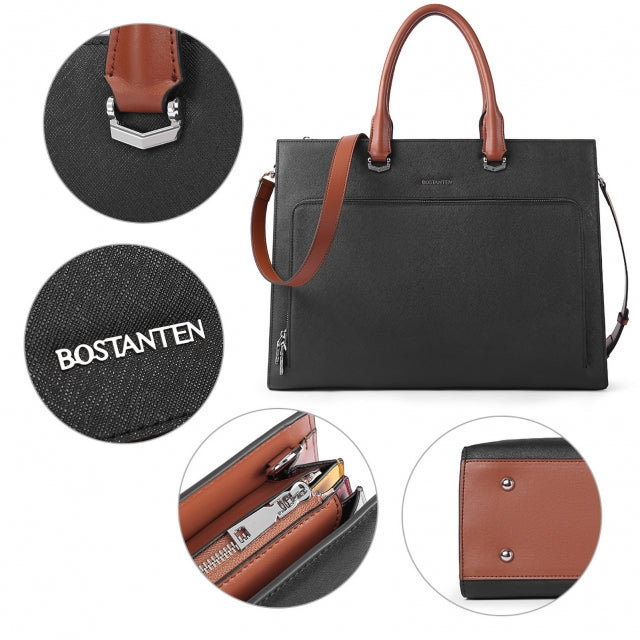 BOSTANTEN Briefcase for Women Leather Business Handbag Large