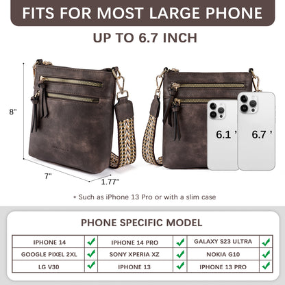 BOSTANTEN Small Crossbody Phone Purses for Women Crossbody Bags Trendy Leather Shoulder Handbag with Card Slots