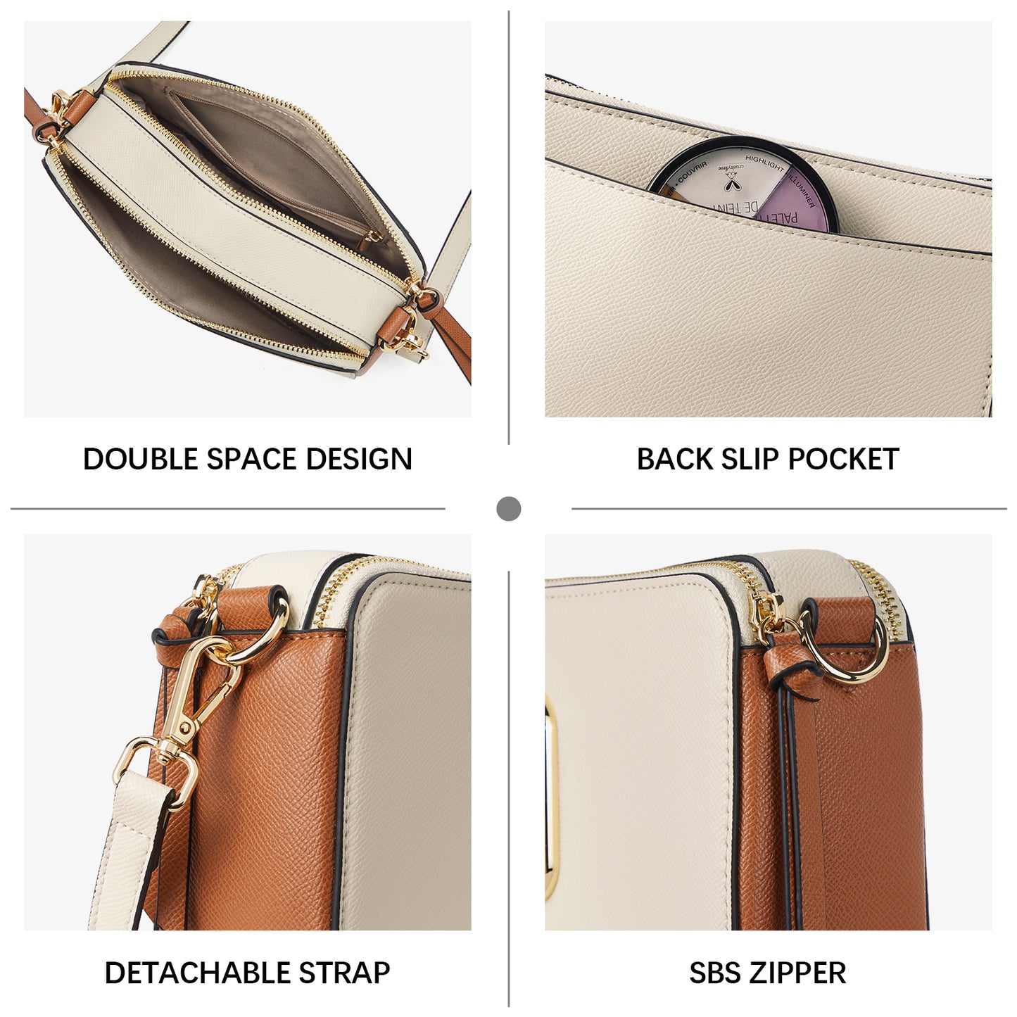 BOSTANTEN Crossbody Bags for Women Leather Snapshot Purses Shoulder Handbags with 2 Adjustable Wide Strap