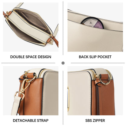 BOSTANTEN Crossbody Bags for Women Leather Snapshot Purses Shoulder Handbags with 2 Adjustable Wide Strap