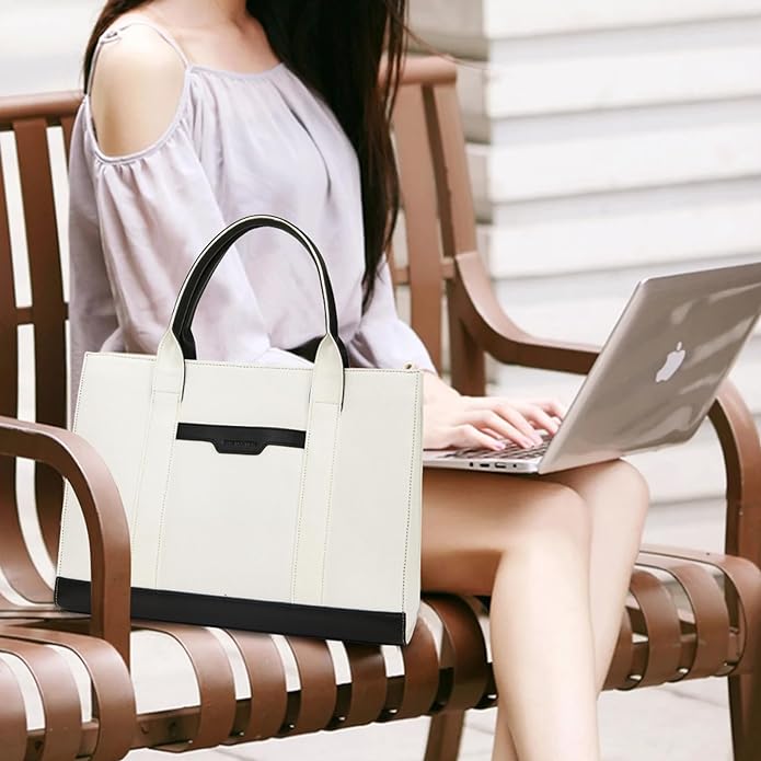 Designer Laptop Tote Bag for Women Work 15.6 Inch Canvas Shoulder