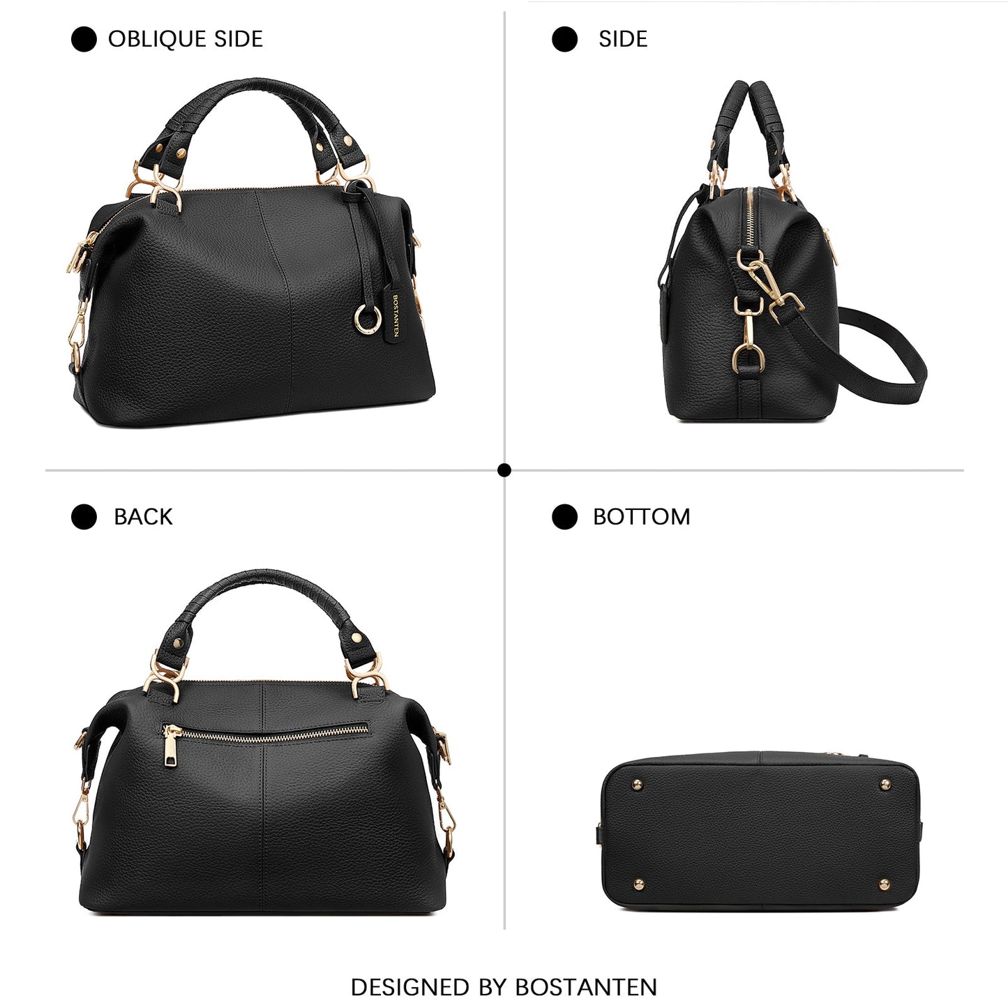 Nevin Genuine Leather Boston Handbag