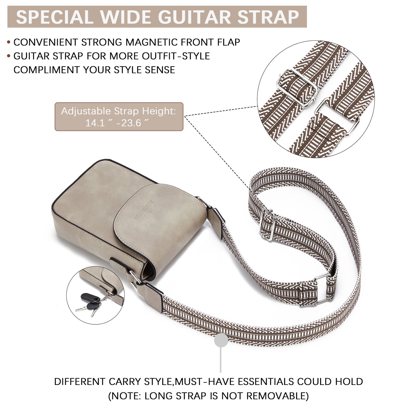 BOSTANTEN Small Crossbody Bags for Women Trendy Phone Wallet Purses Handbags Adjustable Guitar Strap