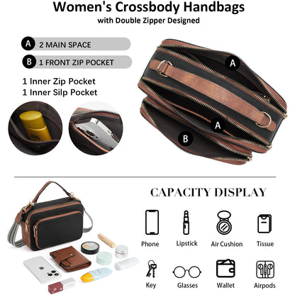 BOSTANTEN Crossbody Bags for Women Trendy Vegan Leather Purses Top Handle Shoulder Handbags with Wide Strap
