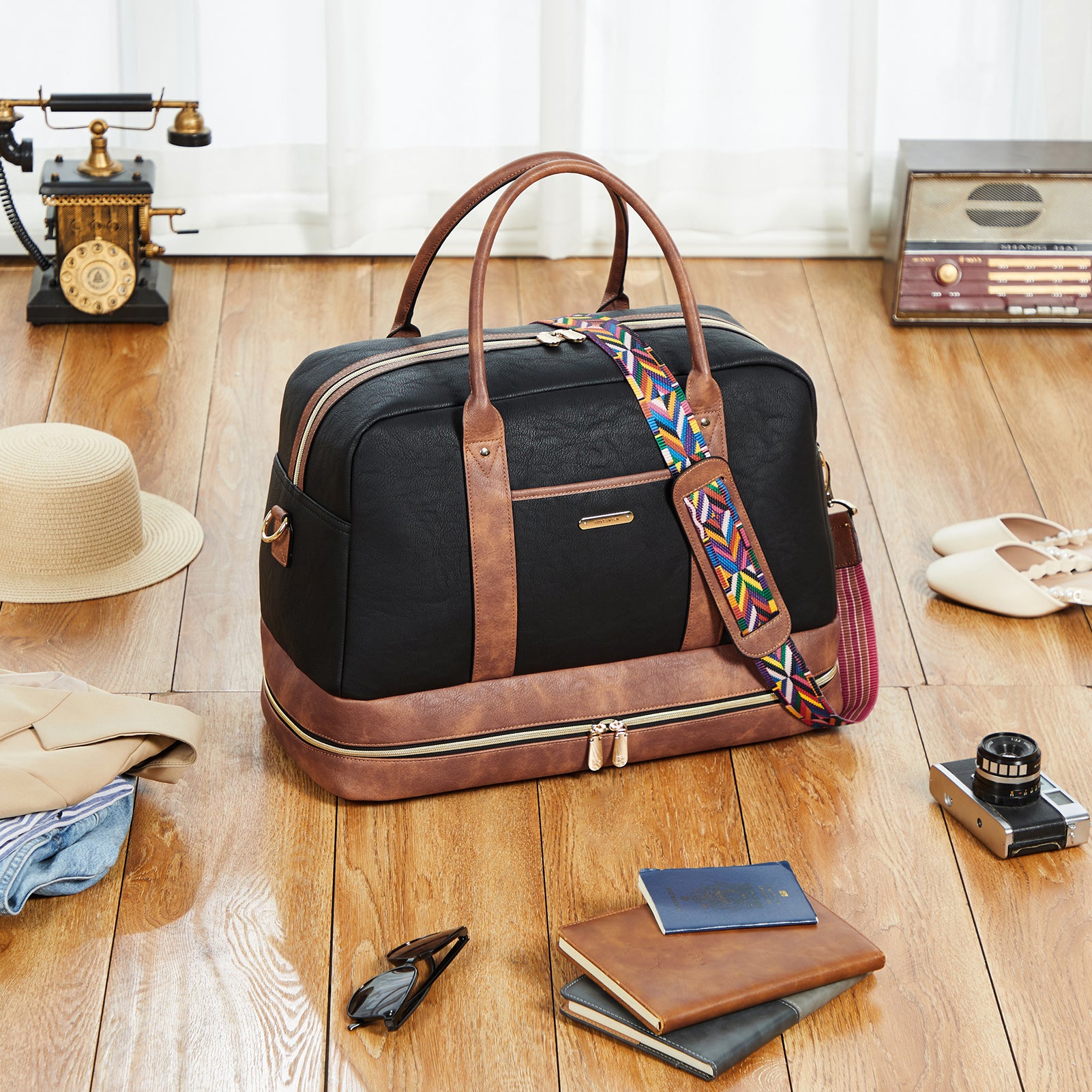 BOSTANTEN Weekender Bags for Women Leather Travel Duffel Overnight Bag –  Bostanten official